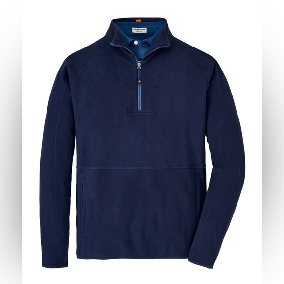 Peter Millar Navy Blue Thermal Flow Micro-Fleece Half-Zip Sweater Pullover
